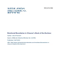 Emotional Boundaries in Chaucer's Book of the Duchess