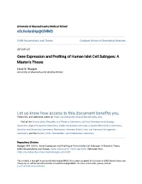 Gene Expression and Profiling of Human Islet Cell Subtypes: a Master’S Thesis