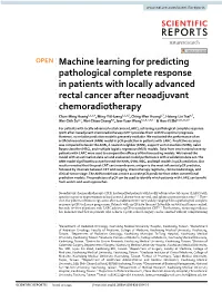 Machine Learning for Predicting Pathological Complete Response In
