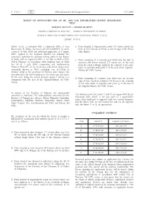 Notice of Application for an Oil and Gas Exploration Licence Designated Vita