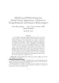 SRAM-Based FPGA Systems for Safety-Critical Applications: a Survey on Design Standards and Proposed Methodologies∗