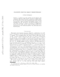 Arxiv:Math/0111275V1 [Math.GR] 27 Nov 2001