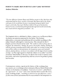 BYRON VS. MARX. MEN in REVOLT and "LARA" REVISITED Andreas Makrides