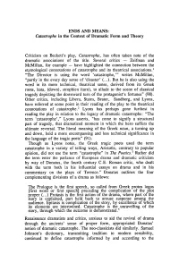 Catastrophe in the Context of Dramatic Form and Theory
