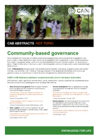 Community-Based Governance