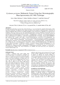 Cyclamen Persicum: Methanolic Extract Using Gas Chromatography- Mass Spectrometry (GC-MS) Technique