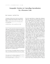 Geographic Variation in Camouflage Specialization by a Decorator Crab