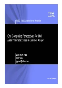 Grid Computing Perspectives for IBM Atelier “Internet Et Grilles De Calcul En Afrique”