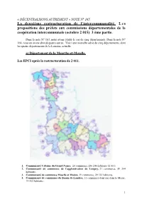 La Deuxième Restructuration De L'intercommunalité. Les Propositions