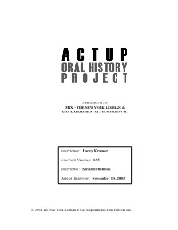 Larry Kramer Interview Number