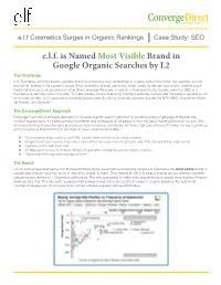 E.L.F. Is Named Most Visible Brand in Google Organic Searches by L2 the Challenge E.L.F