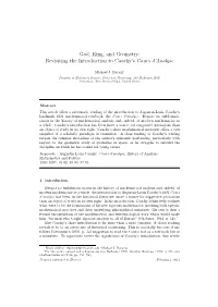 God, King, and Geometry: Revisiting the Introduction to Cauchy's Cours D'analyse
