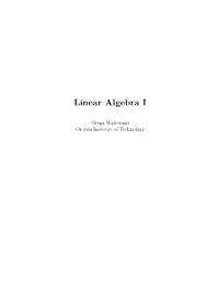 Linear Algebra I