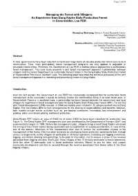 Managing the Forest with Villagers: an Experience from Dong Kapho State Production Forest in Savannakhet, Lao PDR