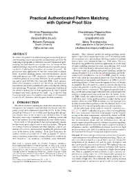 Practical Authenticated Pattern Matching with Optimal Proof Size