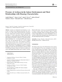 Presence of Archaea in the Indoor Environment and Their Relationships with Housing Characteristics