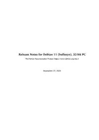 Release Notes for Debian 11 (Bullseye), 32-Bit PC