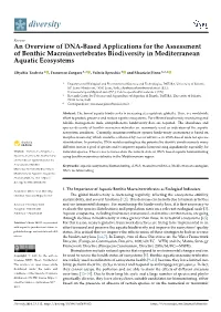 An Overview of DNA-Based Applications for the Assessment of Benthic Macroinvertebrates Biodiversity in Mediterranean Aquatic Ecosystems
