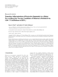 Tomatine Adjuvantation of Protective Immunity to a Major Pre-Erythrocytic Vaccine Candidate of Malaria Is Mediated Via CD8+ T Cell Release of IFN-Γ