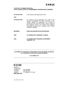 Tukituki Catchment Proposal Plan Change, Notice of Requirement and Resource Consents