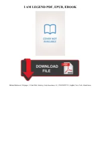 {Dоwnlоаd/Rеаd PDF Bооk} I Am Legend Ebook Free Download