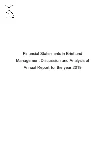 Financial Statements in Brief and Management Discussion and Analysis of Annual Report for the Year 2019