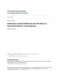 Identification of Cultural Differences and Their Effects on International Relations: a Novel Approach