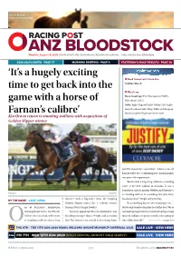 'It's a Hugely Exciting Time to Get Back Into the Game with a Horse Of