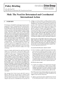 Mali: the Need for Determined and Coordinated International Action