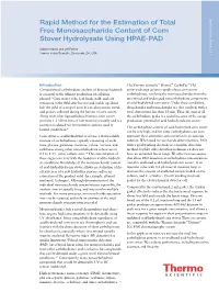 Rapid Method for the Estimation of Total Free Monosaccharide Content of Corn Stover Hydrolysate Using HPAE-PAD