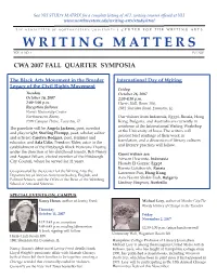 WRITING MATTERS the Electronic NU Writing Event Digest, Please Send an Email Fall 2007 Vol