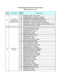 Bank & Branch Code of FBFIF