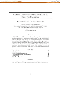 No Free Lunch Versus Occam's Razor in Supervised Learning