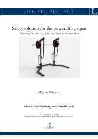 Safety Solution for the Powerlifting Squat Improving the Safety for Lifters and Spotters in Competition