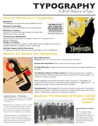TYPOGRAPHY a Brief History of Type