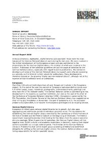 ANNUAL REPORT Name of Country: Germany Name of Library: Deutsche