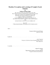 Machine Perception and Learning of Complex Social Systems