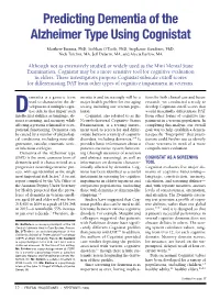 Predicting Dementia of the Alzheimer Type Using Cognistat