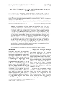 Rainfall Forecasting with Time Series Model in Alor Setar, Kedah