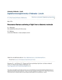 Resonance Raman Scattering of Light from a Diatomic Molecule