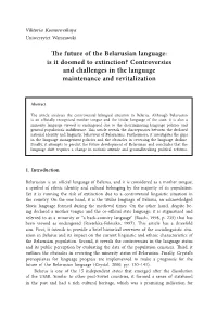 The Future of the Belarusian Language: Is It Doomed to Extinction? 15