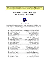 Uncorrected Proof of Senate Journal for 01/07/09
