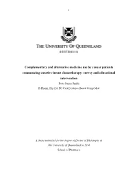 Complementary and Alternative Medicine Use By