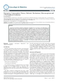 Emergency Contraception: History, Methods, Mechanisms, Misconceptions and a Philosophical Evaluation