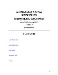 Guidelines for Election Broadcasting in Transitional Democracies