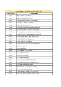 List of Public Works Divisions with Code