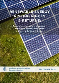 Renewable Energy Risking Rights & Returns