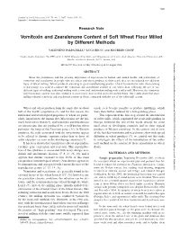 Vomitoxin and Zearalenone Content of Soft Wheat Flour Milled by Different Methods