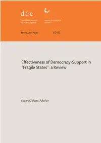 Effectiveness of Democracy-Support in "Fragile States": a Review