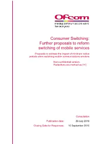 Further Proposals to Reform Switching of Mobile Services